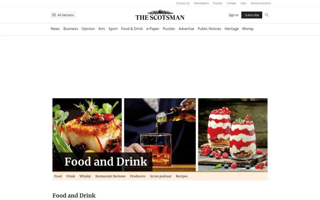 Screenshot of Scotsman Food & Drink